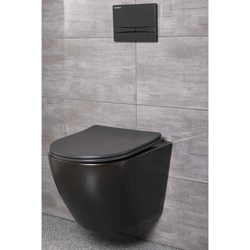 WC-sarja Kerra Delos BLM/Adriatic Black wc:llä ja painikkeella hinta ja tiedot | WC-istuimet | hobbyhall.fi