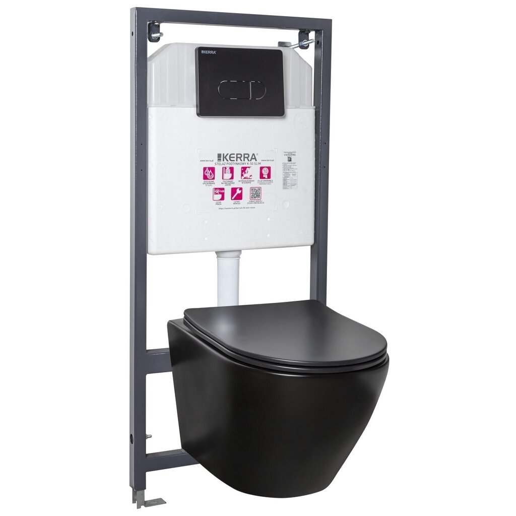 Piilo-wc-setti Kerra Delos BLM/Pacific Black wc- istuimella ja painikkeella hinta ja tiedot | WC-istuimet | hobbyhall.fi