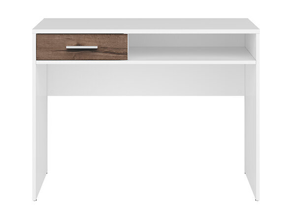 Kirjoituspöytä BRW Nepo Plus 1S, valkoinen/ruskea hinta ja tiedot | Tietokonepöydät ja työpöydät | hobbyhall.fi