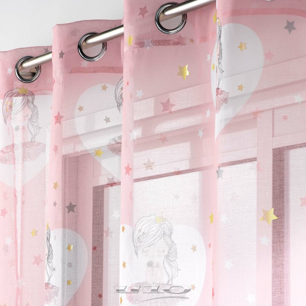 Douceur d'Intérieur Petite Etoile -verho, vaaleanpunainen, 140 x 280 cm hinta ja tiedot | Verhot | hobbyhall.fi