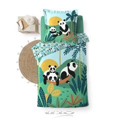 Douceur d'Intérieur Panda Life -pussilakanasetti, vihreä, 140 x 200 + 63 x 63 cm hinta ja tiedot | Vuodevaatteet lapsille | hobbyhall.fi