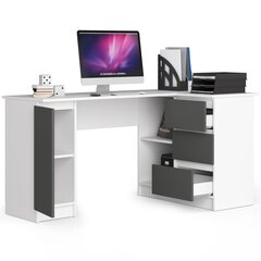 Työpöytä NORE B20, oikea, harmaa/valkoinen hinta ja tiedot | Tietokonepöydät ja työpöydät | hobbyhall.fi