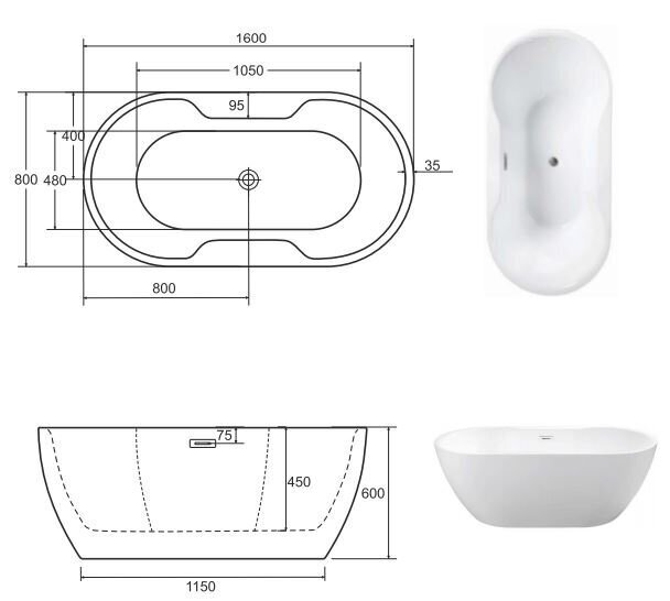 Kylpyamme Besco Navia 160 hinta ja tiedot | Kylpyammeet | hobbyhall.fi