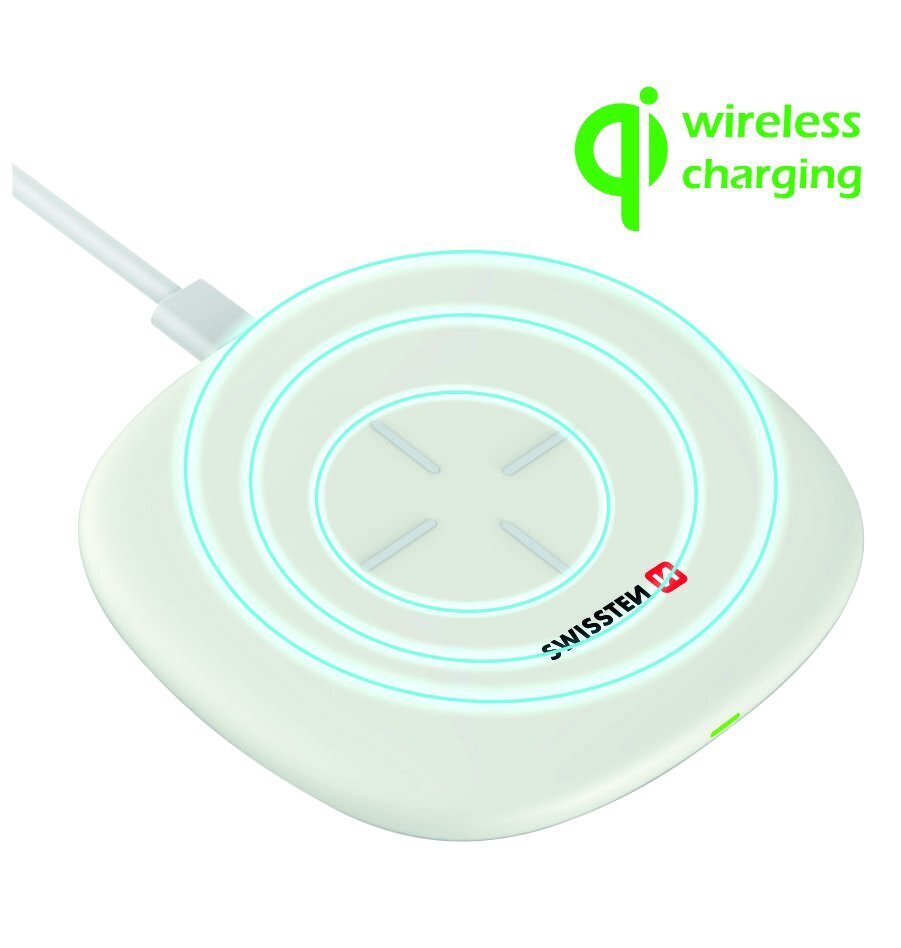 Swissten 10W Wireless charger with USB-C 1.5m cable White hinta ja tiedot | Puhelimen laturit | hobbyhall.fi