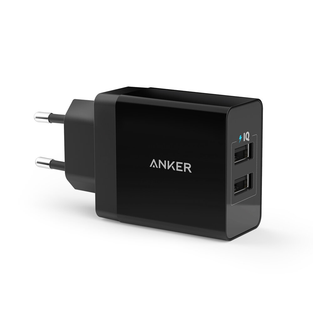 Anker - 24W 2-port USB Wall Charger, 24W & 4,8A, Black hinta ja tiedot | Puhelimen laturit | hobbyhall.fi