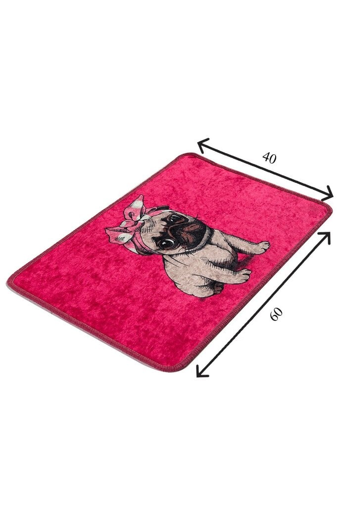 Asir kylpymatto Pink Pug, 40x60 cm hinta ja tiedot | Kylpyhuoneen sisustus | hobbyhall.fi