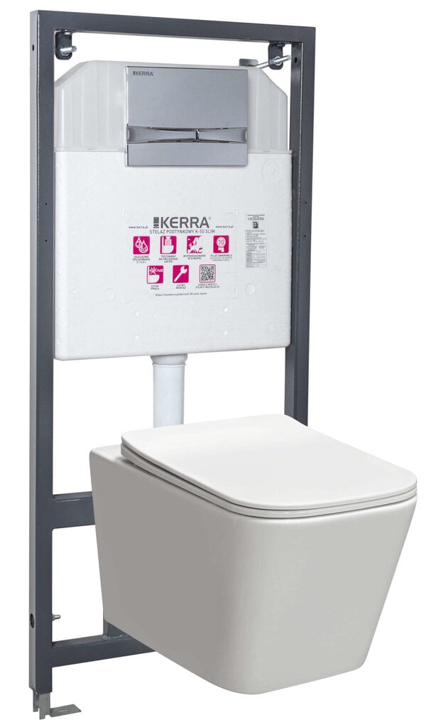 Piilotettu WC -istuinsarja Kerra Tinos BLM / Adriatic CHR WC -istuimella ja painikkeella Adriatic Chrome hinta ja tiedot | WC-istuimet | hobbyhall.fi