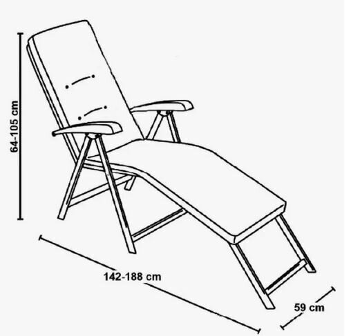 Patio Lena G045-01PB -aurinkotuoli, jalkatuella, monivärinen hinta ja tiedot | Aurinkotuolit | hobbyhall.fi