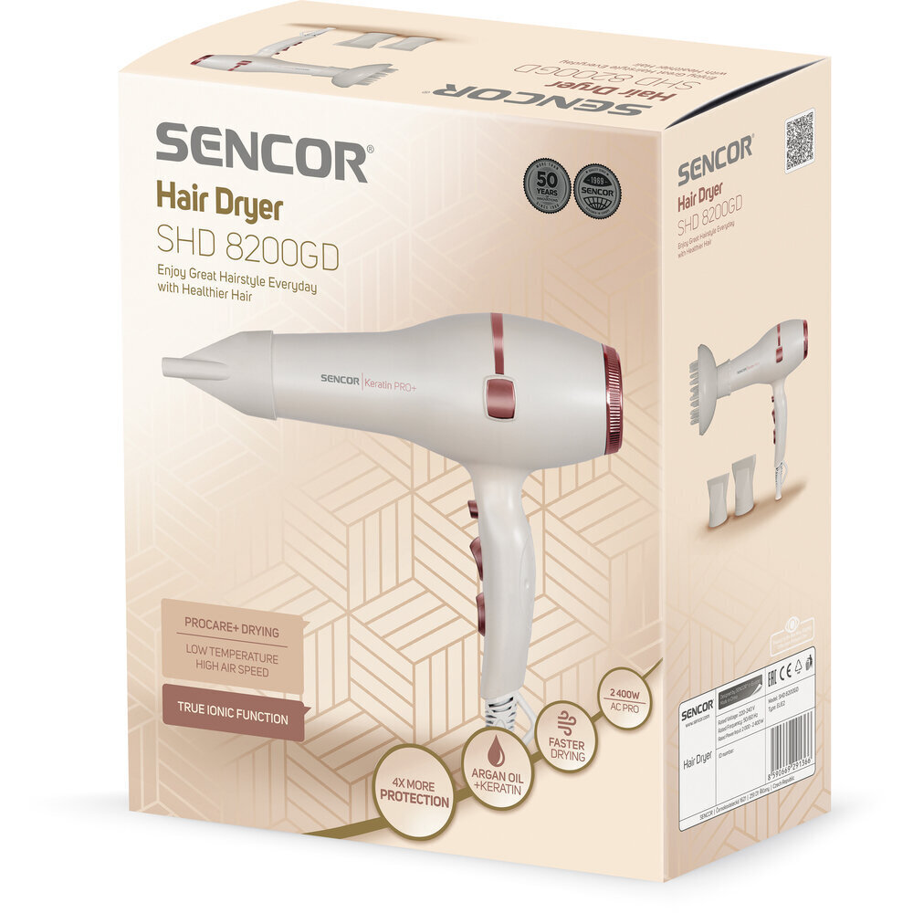 SENCOR SHD 8200GD hinta ja tiedot | Hiustenkuivaajat | hobbyhall.fi