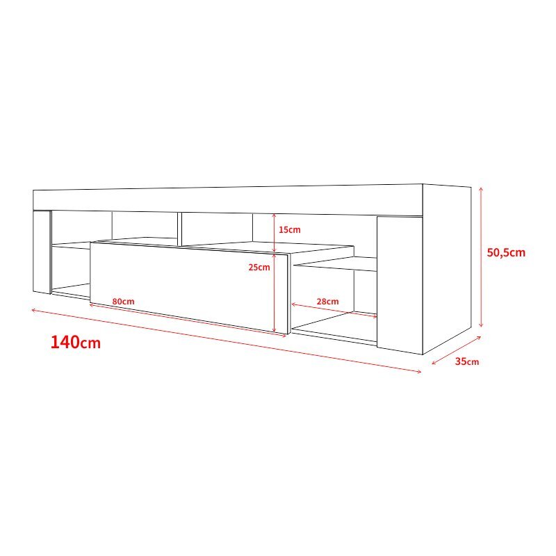 TV-taso Hugo I, valkoinen/musta. hinta ja tiedot | TV-tasot | hobbyhall.fi