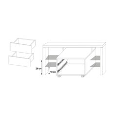 TV-taso Navia, valkoinen/musta. hinta ja tiedot | TV-tasot | hobbyhall.fi