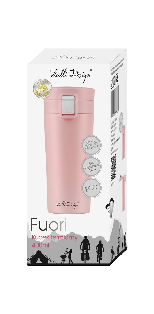 Vialli Design termostaatti Fuori, 400 ml, pinkki hinta ja tiedot | Termoskannut ja termosmukit | hobbyhall.fi