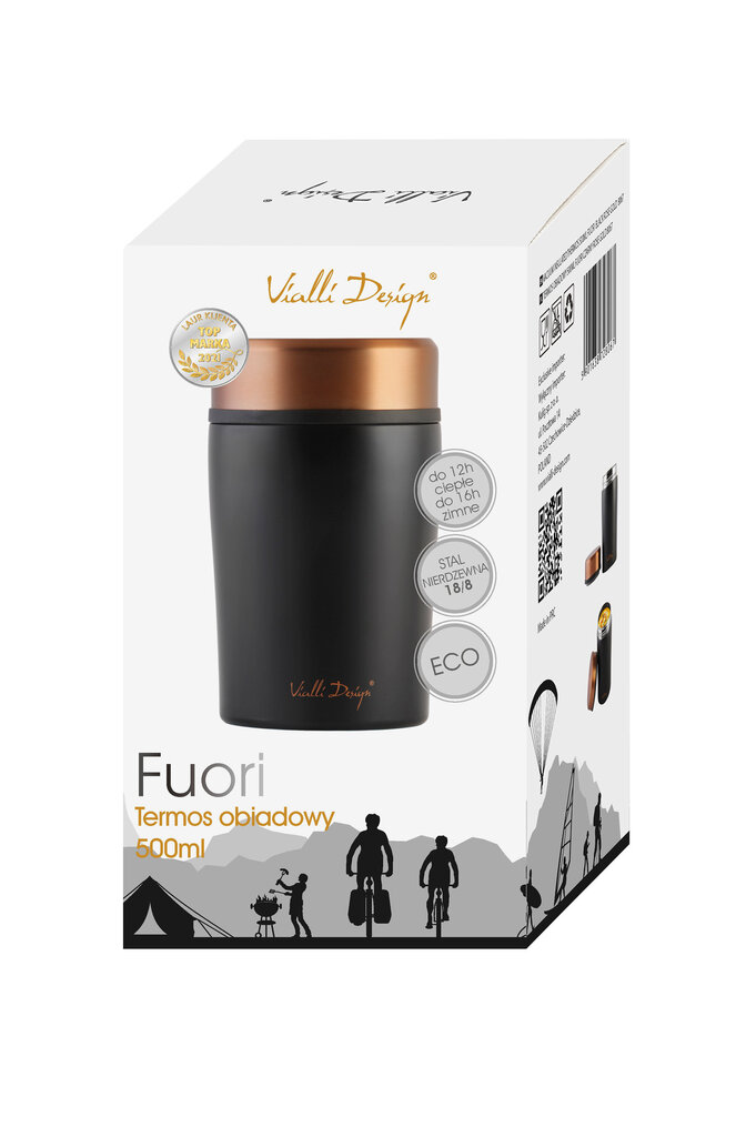 Ruokatermos Vialli Design Fuori, 500 ml, musta/kulta hinta ja tiedot | Termoskannut ja termosmukit | hobbyhall.fi