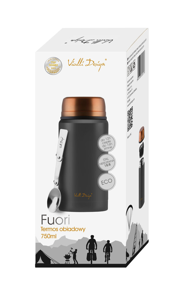 Vialli Design Fuori, 750 ml, musta/kulta hinta ja tiedot | Termoskannut ja termosmukit | hobbyhall.fi