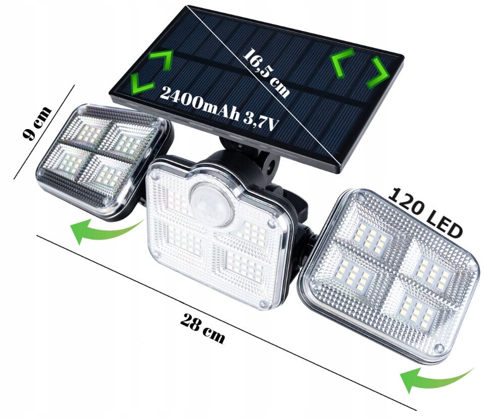 Ulkovalaisin aurinkopaneelilla sekä liiketunnistimella. hinta ja tiedot | Puutarha- ja ulkovalot | hobbyhall.fi