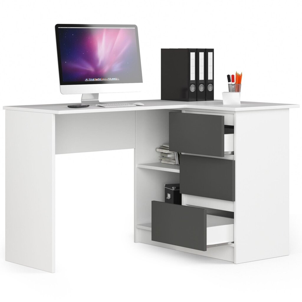 NORE B16 : Kirjoituspöytä. Oikeanpuoleinen. Väri : valkoharmaa. hinta ja tiedot | Tietokonepöydät ja työpöydät | hobbyhall.fi