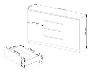 NORE : K160, 2/4 - Lipasto. Väri : valkoruskea. hinta ja tiedot | Lipastot | hobbyhall.fi