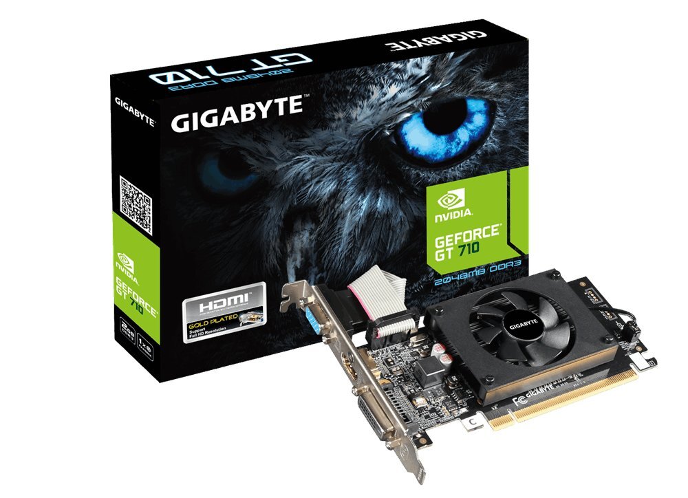 Gigabyte GeForce GT710 2GB GDDR3 PCIE GV-N710D3-2GL hinta ja tiedot | Näytönohjaimet | hobbyhall.fi