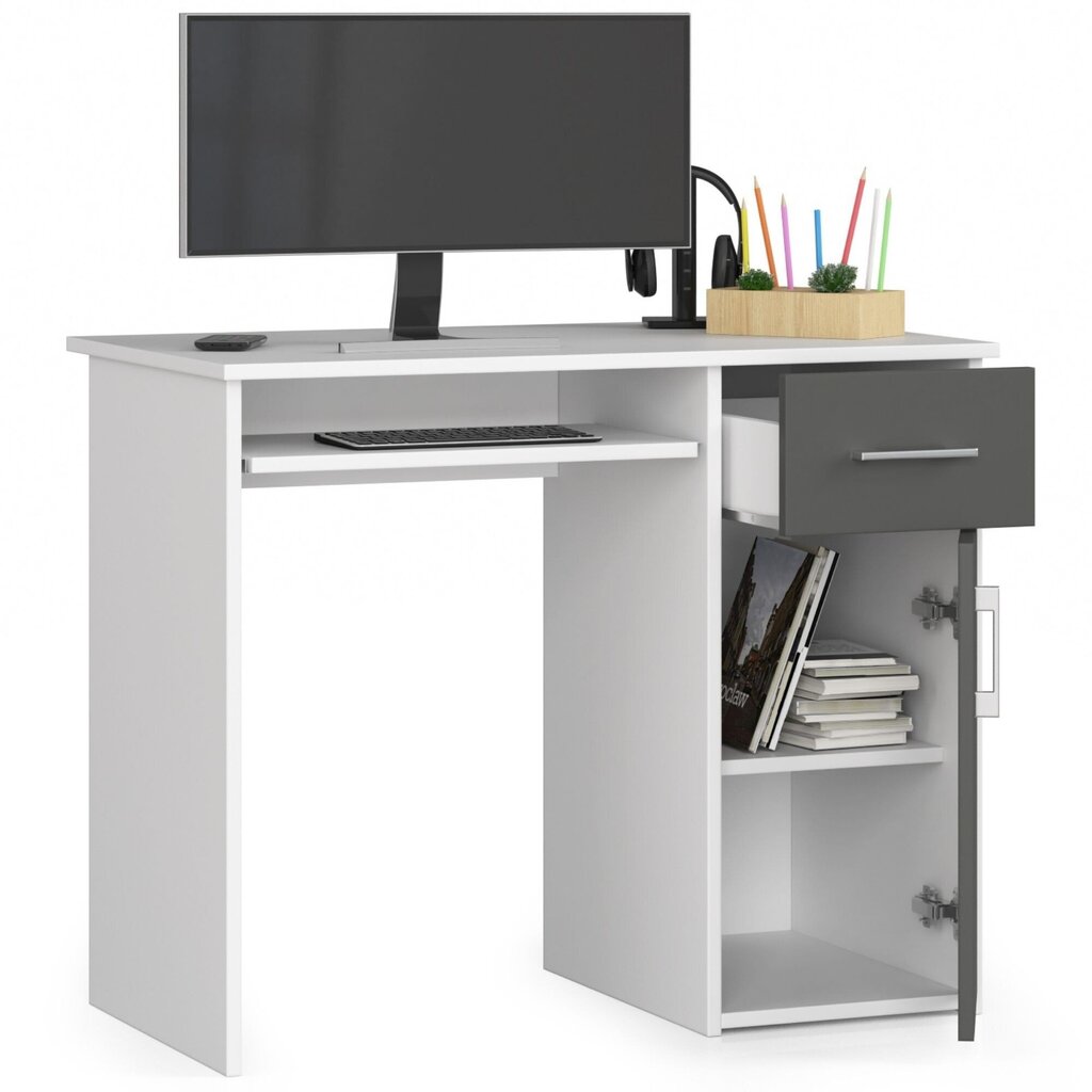 Pöytä NORE Pin, valkoinen/harmaa hinta ja tiedot | Tietokonepöydät ja työpöydät | hobbyhall.fi