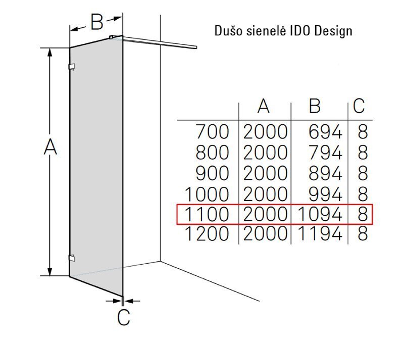 Suihkuseinä IDO Design 110 hinta ja tiedot | Suihkuseinät ja -ovet | hobbyhall.fi