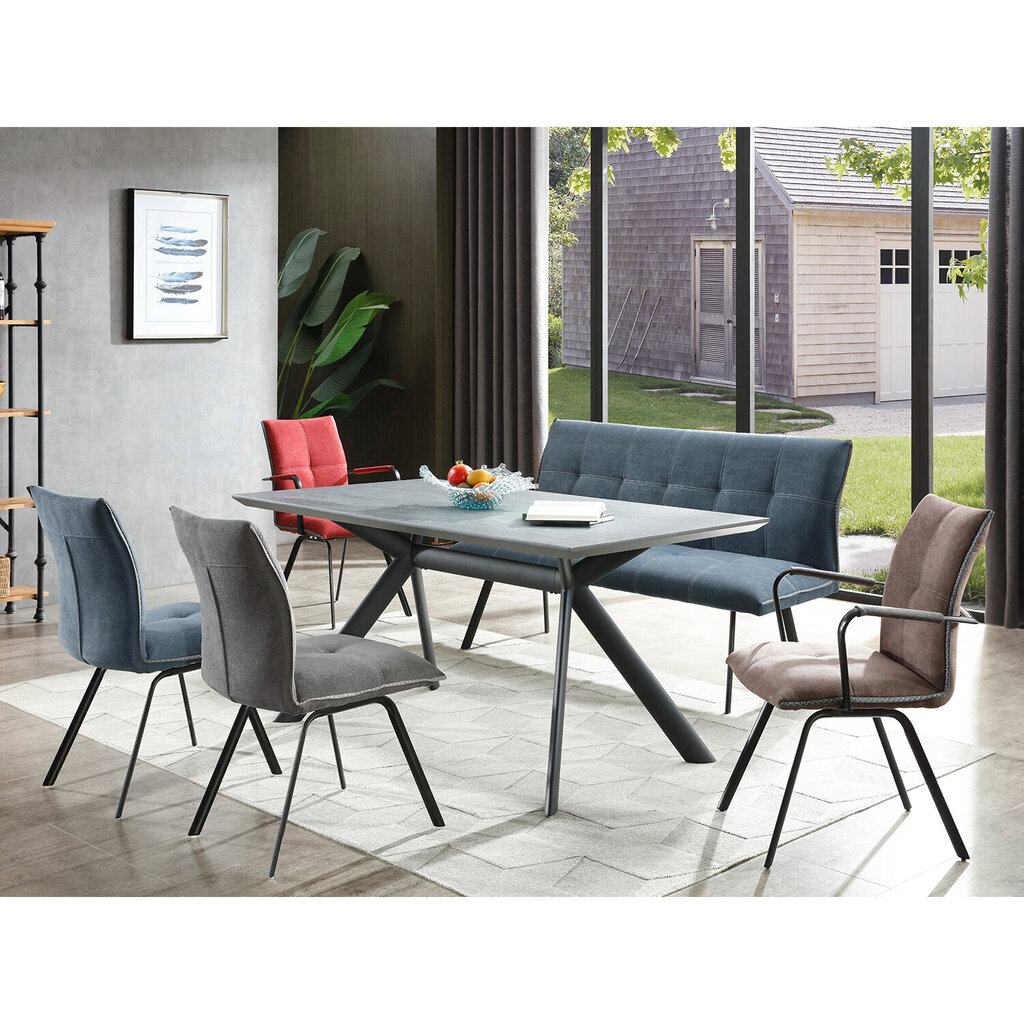 Ruokapöytä EDDY 160/220x90xH76cm harmaa, melamiini, metallijalat hinta ja tiedot | Ruokapöydät | hobbyhall.fi