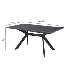 Ruokapöytä EDDY 160/220x90xH76cm harmaa, melamiini, metallijalat hinta ja tiedot | Ruokapöydät | hobbyhall.fi