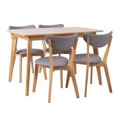 Ruokapöytä JONNA 4 tuolia (10515), tammiviilu/kumipuu hinta ja tiedot | Ruokailuryhmät | hobbyhall.fi