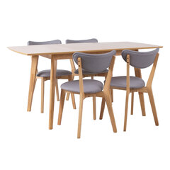Ruokapöytä JONNA 4 tuolia (10515), tammiviilu/kumipuu hinta ja tiedot | Ruokailuryhmät | hobbyhall.fi