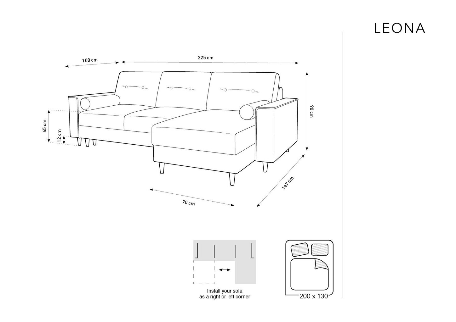 Pehmeä kulmasohva Micadoni Home Leona, beige väri/musta hinta ja tiedot | Kulmasohvat ja divaanisohvat | hobbyhall.fi