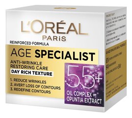L'Oréal Paris Age Specialist 55+ päivävoide, 50ml hinta ja tiedot | L'Oréal Paris Kasvojenhoitotuotteet | hobbyhall.fi