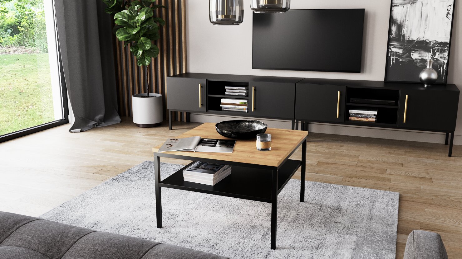 Sohvapöytä NORE Lanzzi, musta/ruskea hinta ja tiedot | Sohvapöydät | hobbyhall.fi