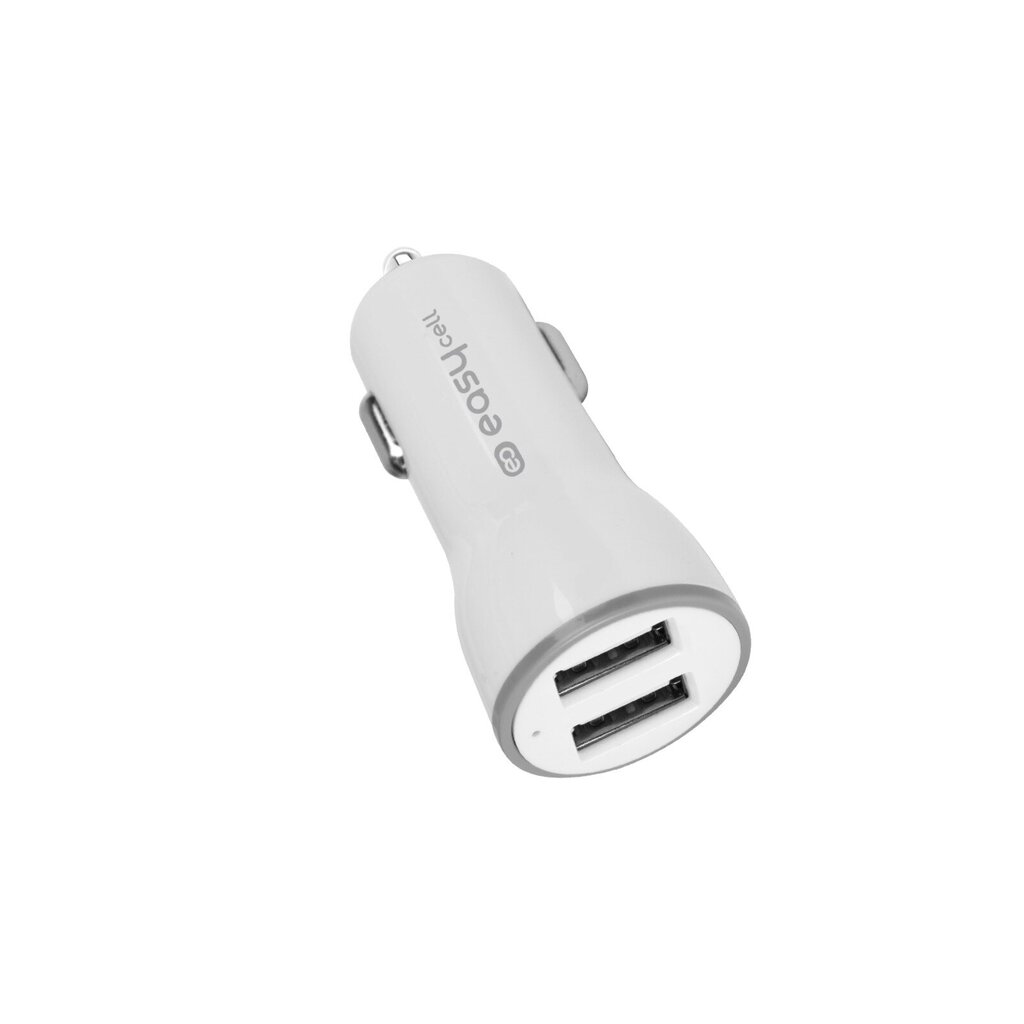 Autolaturi 2 USB 2mAh By Easycell Valkoinen hinta ja tiedot | Puhelimen laturit | hobbyhall.fi