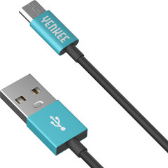 YENKEE, 2.0 USB A - micro USB (USB B), 480 Mbps, 2.1A, 2m, alumiini, turkoosi/musta hinta ja tiedot | Puhelinkaapelit | hobbyhall.fi
