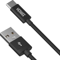 Punottu kaapeli YENKEE, 2.0 USB A - USB C, 480 Mbps, 3A, 1m, alumiini, musta hinta ja tiedot | Puhelinkaapelit | hobbyhall.fi