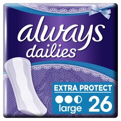 Pikkuhousunsuoja Always Dailies Extra Protect Large, 26 kpl hinta ja tiedot | Tamponit ja terveyssiteet | hobbyhall.fi