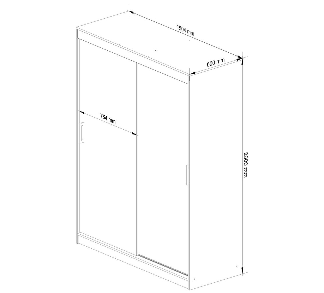 NORE CLP Mono 150 - Vaatekaappi. Väri, harmaa. hinta ja tiedot | Kaapit | hobbyhall.fi