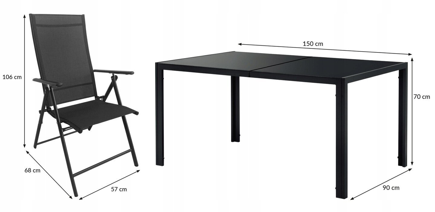 Sumba 6+1 - Ulkokalustesarja, väri musta. hinta ja tiedot | Puutarhakalusteet | hobbyhall.fi