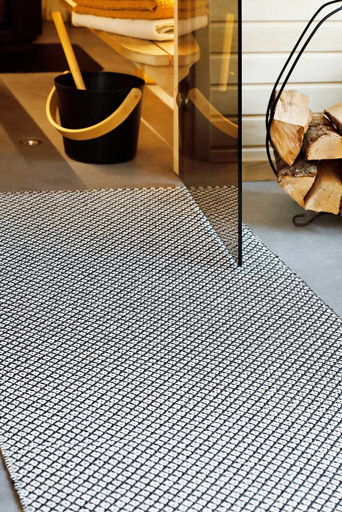 NARMA Diby -kaksipuolinen plasticWeave matto, musta-valkoinen, 70 x 150 cm hinta ja tiedot | Isot matot | hobbyhall.fi
