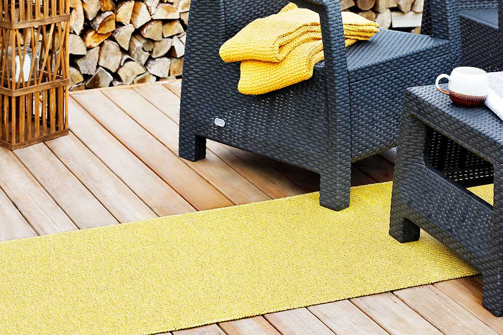 NARMA Neve -kaksipuolinen plasticWeave matto, keltainen, 70 x 200 cm hinta ja tiedot | Isot matot | hobbyhall.fi