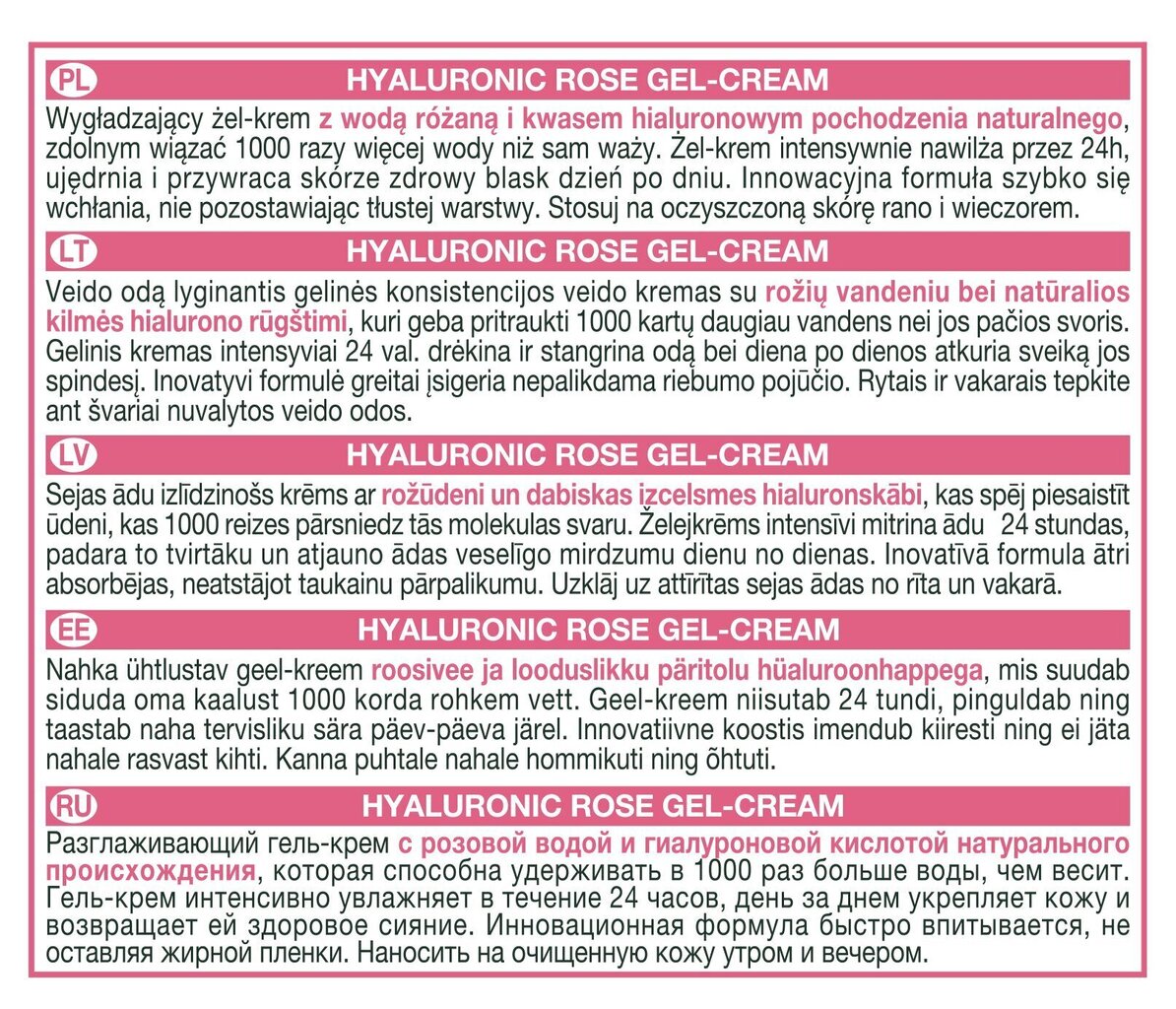 Kosteuttava geeli-voide Garnier Hyaluronic Rose naisille, 50 ml hinta ja tiedot | Kasvovoiteet | hobbyhall.fi