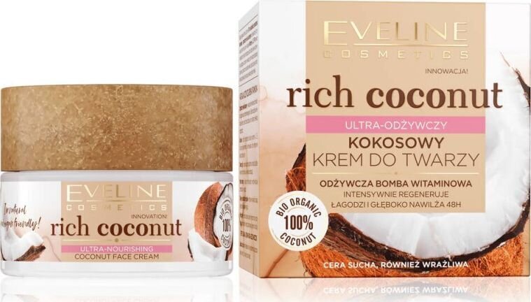 Ravitseva kasvovoide Eveline Rich Coconut, 50 ml hinta ja tiedot | Kasvovoiteet | hobbyhall.fi