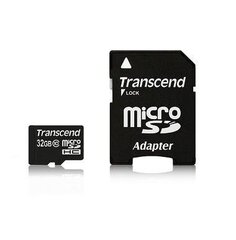 Transcend microSDHC 32GB, luokka 10, SD-sovittimella hinta ja tiedot | Puhelimen muistikortit | hobbyhall.fi