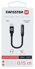 Swissten USB-C –liitin 3,5 mm äänisovitin puhelimille 15 cm, musta hinta ja tiedot | Adapterit | hobbyhall.fi