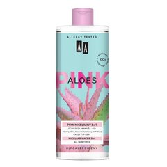 Puhdistava misellivesi AA Pink 3in1 Aloes 400 ml hinta ja tiedot | Kasvojen puhdistusaineet | hobbyhall.fi