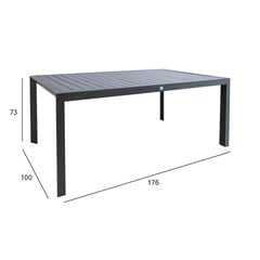 Pöytä TOMSON 176x100xH73cm, tummanharmaa hinta ja tiedot | Puutarhapöydät | hobbyhall.fi