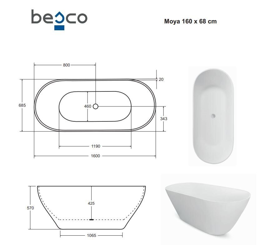 Bath Besco Assos S-Line 160, napsauta ja napsauta Chrome hinta ja tiedot | Kylpyammeet | hobbyhall.fi