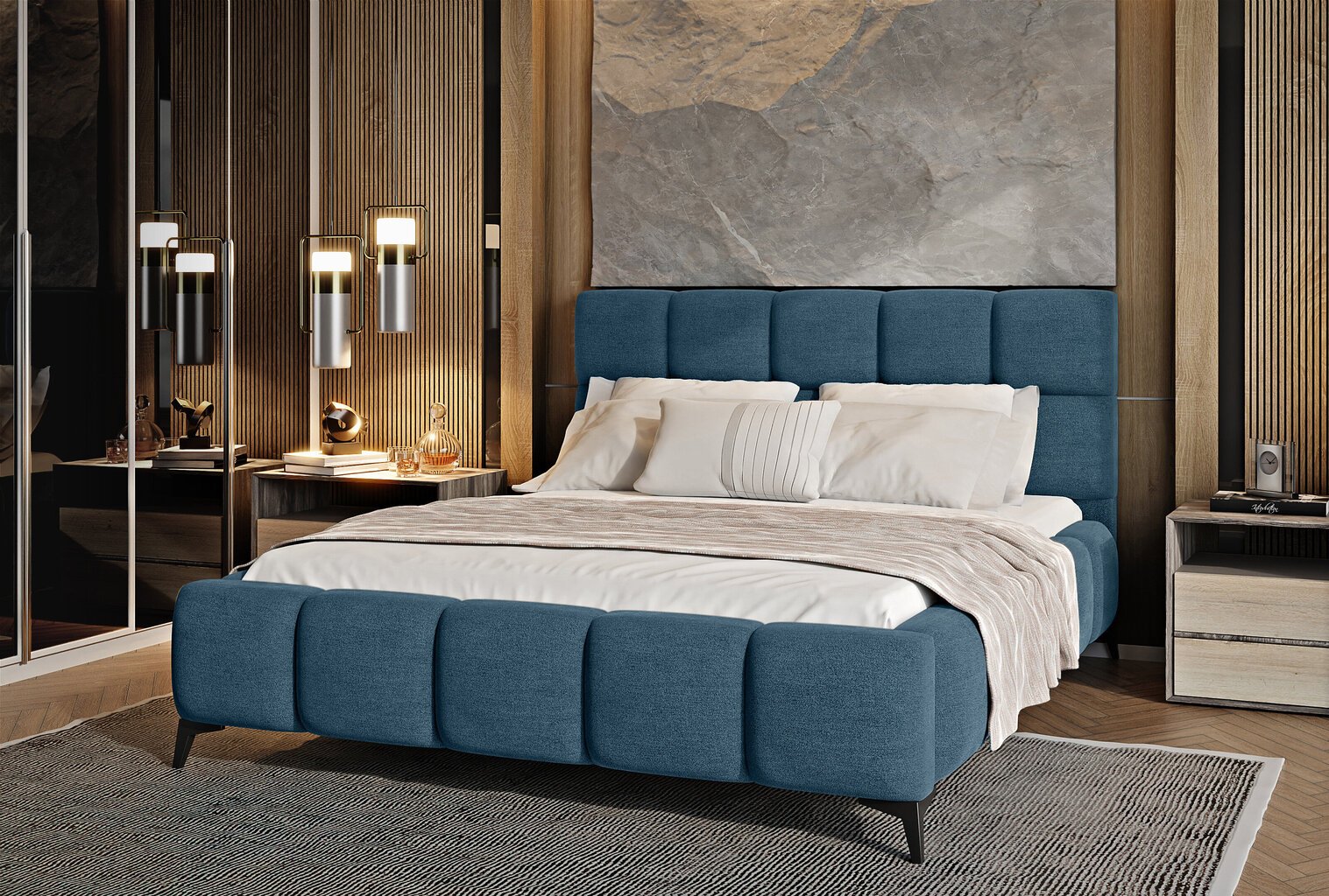 Sänky NORE Gojo 40, 140x200 cm, sininen hinta ja tiedot | Sängyt | hobbyhall.fi
