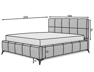 Vuode NORE Poco 07, 160x200 cm, beige väri hinta ja tiedot | Sängyt | hobbyhall.fi