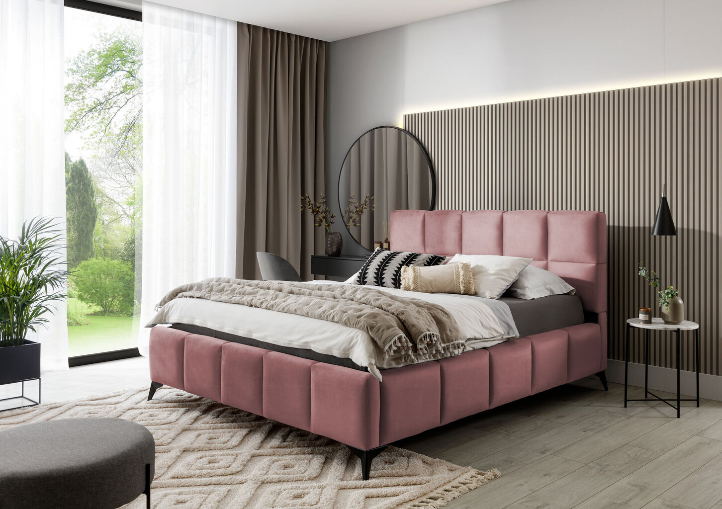 Sänky NORE Velvetmat 24, 160x200 cm, pinkki hinta ja tiedot | Sängyt | hobbyhall.fi