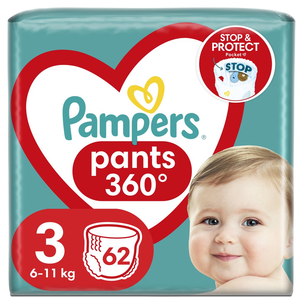 Pampers-housut Sukkahousut, Koko 3, 62 Vaipat, 6kg-11kg hinta ja tiedot | Vaipat | hobbyhall.fi